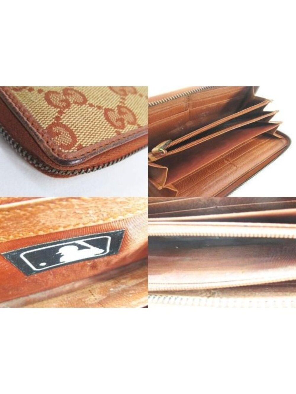 Gucci New York Yankees Zip Around Wallet Brown Canvas - Picture 9 of 9